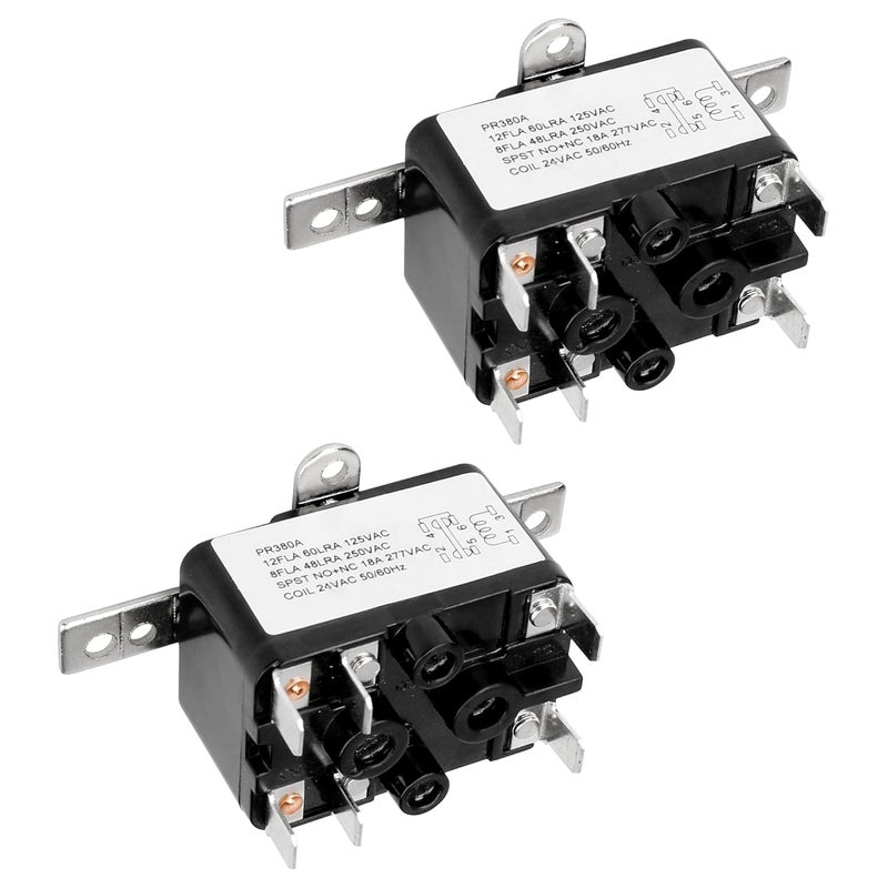 LVACODV APFR-380 90-980 24V AC Heavy-Duty Fan Relay – Single Pole SPST – Isolated AC Switch for HVAC blowers, humidifiers, Goodman blowers, Heat sequencers – Includes Universal Bracket（2 Pack） (2) - Image 1